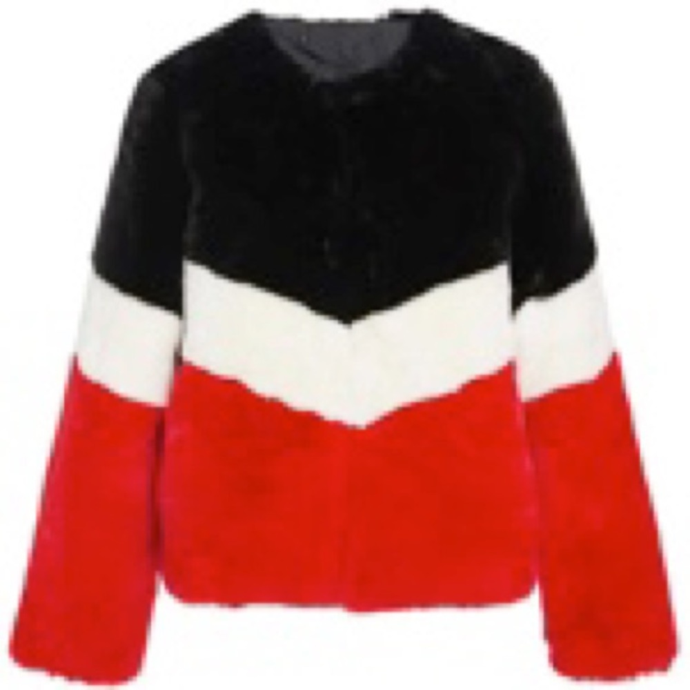 Apparis Chevron Faux-Fur Coat